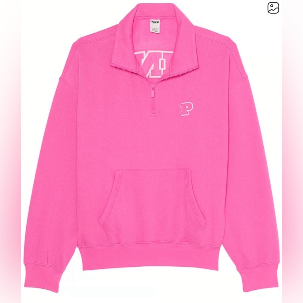 BRAND NEW Pink Half‑Zip Sweatshirt Pullover - P Logo Size XL